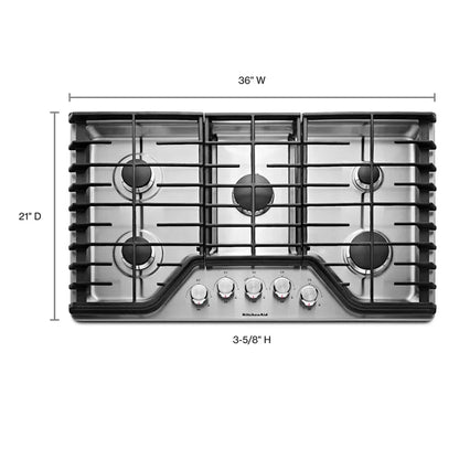 KitchenAid 36″ 5-Burner Gas Cooktop KCGS356ESS