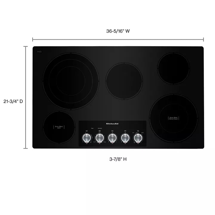 KitchenAid 36″ Electric Cooktop with 5 Elements and Knob Controls