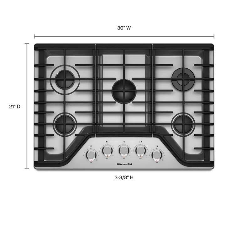 KitchenAid 30″ 5-Burner Gas Cooktop KCGS350ESS