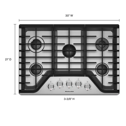 KitchenAid 30″ 5-Burner Gas Cooktop KCGS350ESS