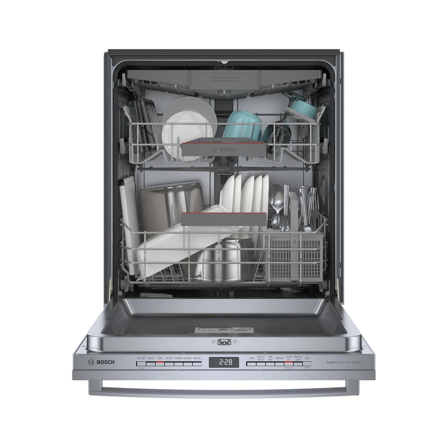 Bosch 800 Series 24 in. Top Control Smart Dishwasher with 42 dBa Sound Level, 3rd-Rack, CrystalDry & Pocket – Stainless Steel