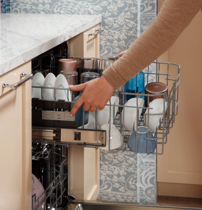GE 24 in. Top Control Flush-Mount Dishwasher with 45 dBa Sound Level, 3rd-Rack & Dry Boost – Fingerprint Resistant Stainless